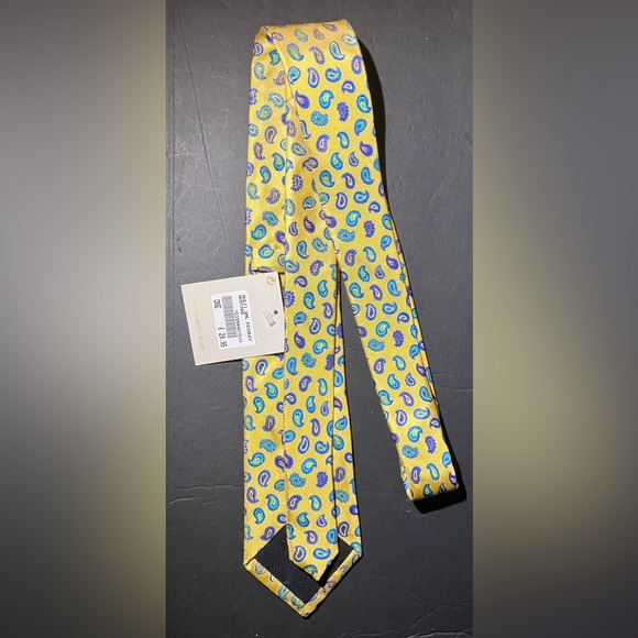 House of Bruar Soprano Exclusive Men’s Neck Tie Silk Tie Mustard Paisley *New* - Picture 4 of 5